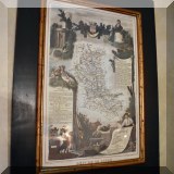 A09. Framed Dept. du la Loire map. 24”h x 18”w 